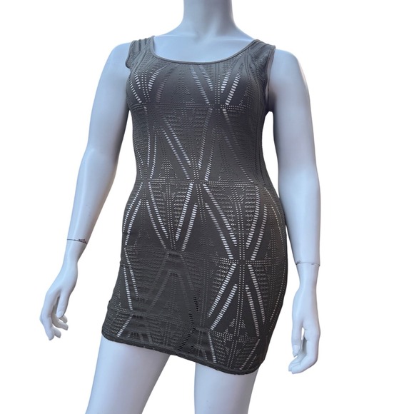 Temt Tops - TEMT‎ Mesh Y2K Tank Top Or Dress Army Green Open Knit Boho Goth Grunge Large